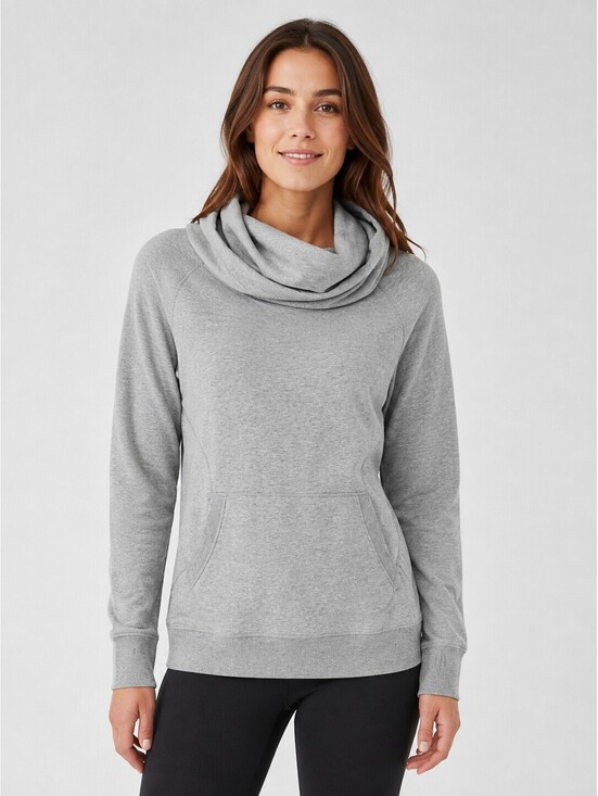 Tops - L.L.Bean Gray Cowl Neck Pullover Hoodie Sweatshirt Women's M Regular